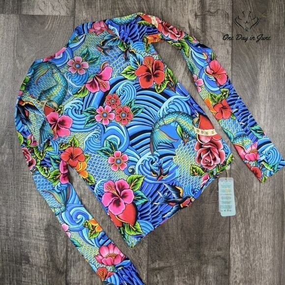 Luli Fama Inked Babe Fitted Mesh Panel Jacket Size XS - Picture 4 of 5